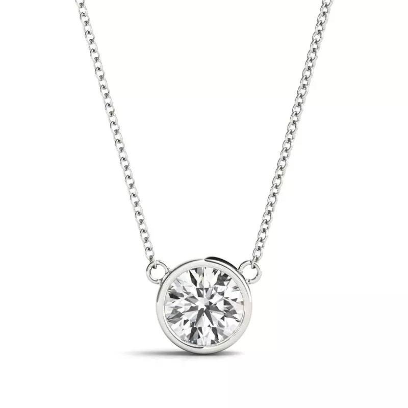 14K White Gold Classic Solitaire Bezel Lab Diamond Pendant (1/2 ct. tw.)